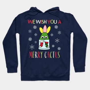 We Wish You A Merry Cactus - Hybrid Cactus In Christmas Themed Pot Hoodie